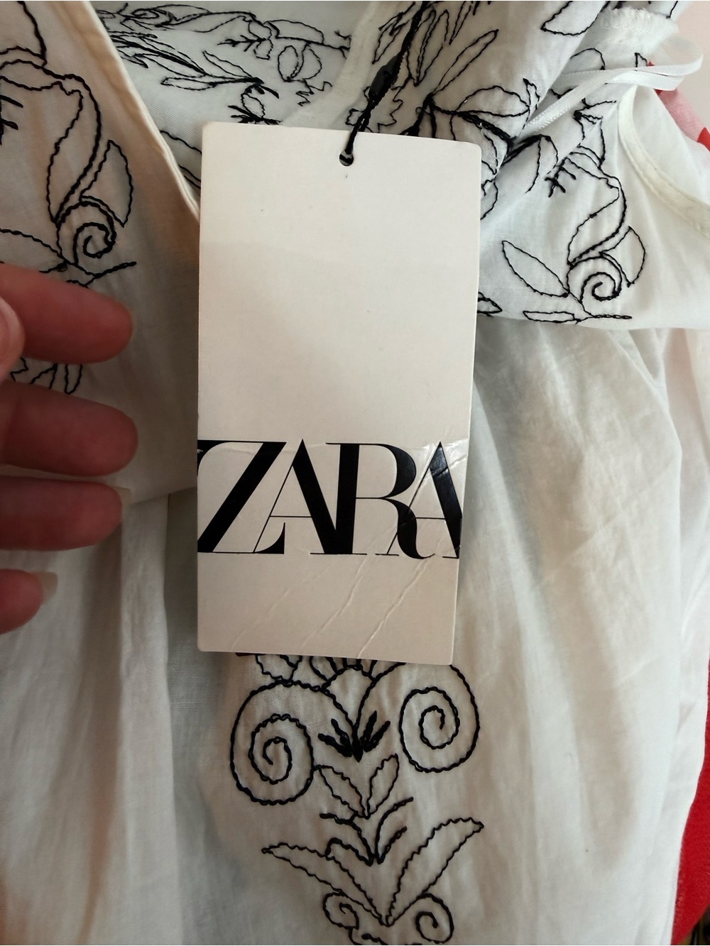 Zara White Embroidered Tiered Maxi Dress Size XS Boho Ctn Blend Midi Dress NWT - Picture 4 of 7